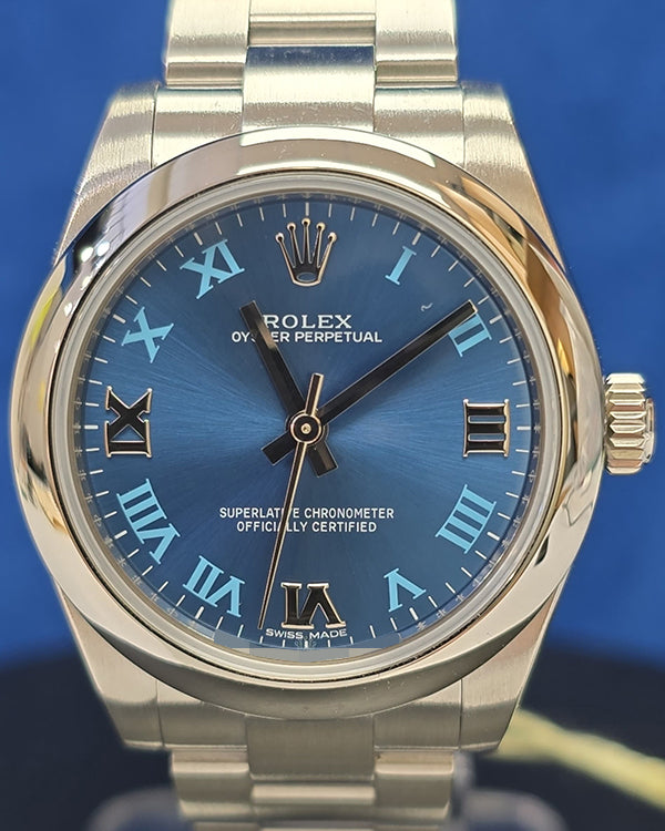 2015 Rolex Oyster Perpetual 31MM Azzurro Blue Dial Oyster Bracelet (177200)