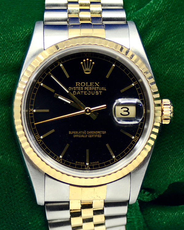 Rolex Datejust Vintage 36MM Black Dial Two-Tone Jubilee Bracelet (16233)