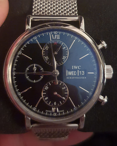 IWC Schaffhausen Portofino Chronograph 42MM Black Dial Steel Bracelet (IW391030)