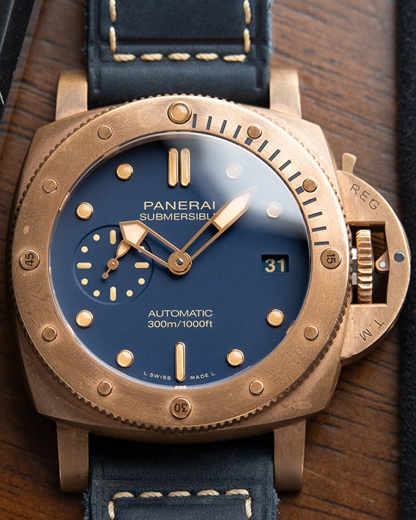 2024 Panerai Luminor Submersible Bronzo Blu Abisso 42MM Blue Dial Leather Strap (PAM01074)