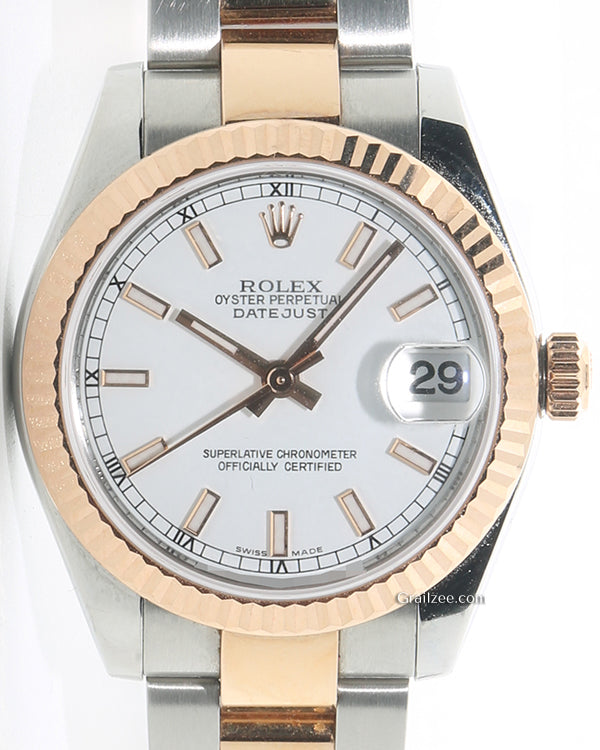 2010 Rolex Datejust 31MM White Dial Two-Tone Oyster Bracelet (178271)