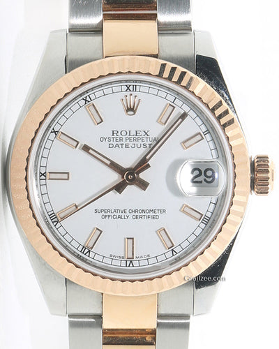 2010 Rolex Datejust 31MM White Dial Two-Tone Oyster Bracelet (178271)