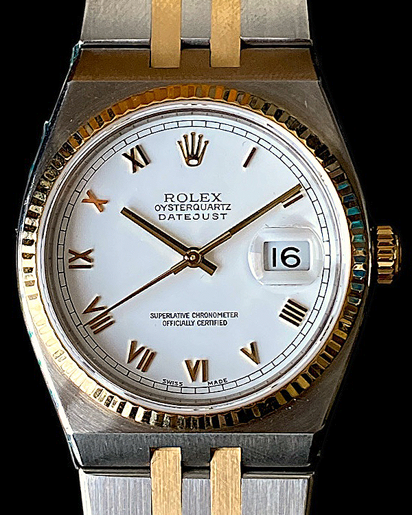 1987 (R Serial) Rolex Datejust Oysterquartz Vintage 36MM Quartz White Dial Two-Tone Bracelet (17013)