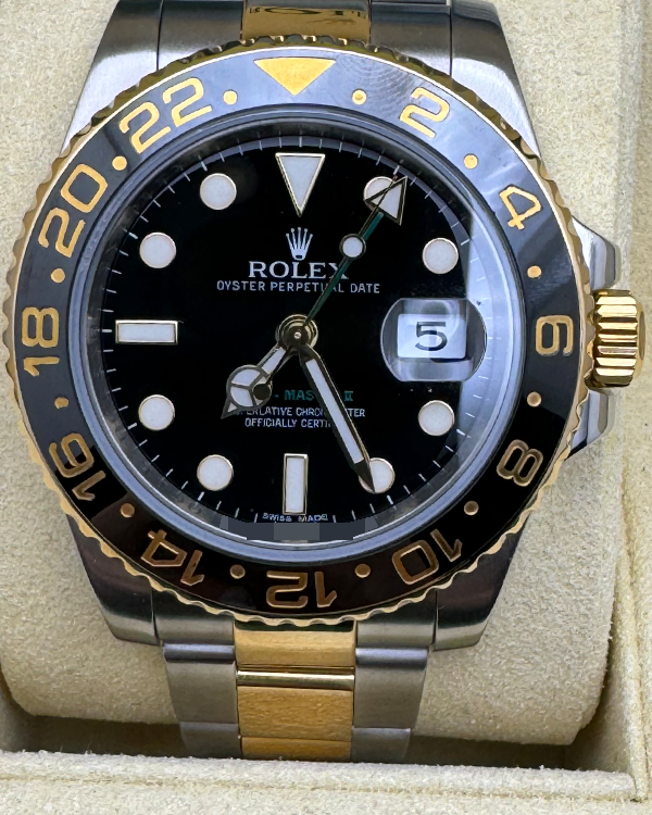 2011 Rolex GMT-Master II 40MM Black Dial Two-Tone Bracelet (116713)