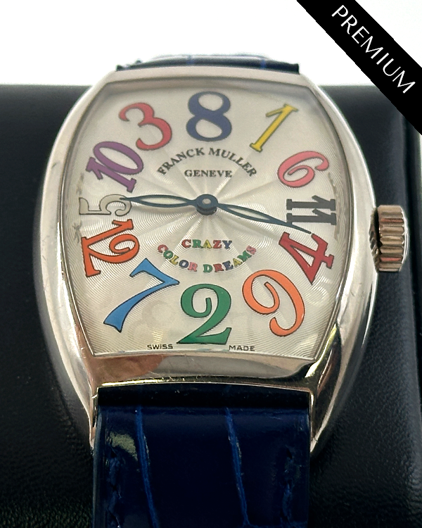 Franck Muller "Crazy" Color Dreams 36x42MM Silver Dial Leather Strap (7851 CH)