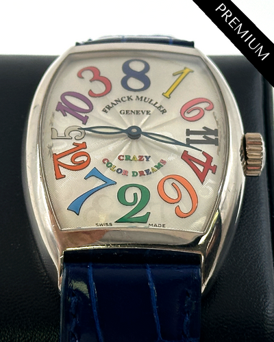 Franck Muller "Crazy" Color Dreams 36x42MM Silver Dial Leather Strap (7851 CH)