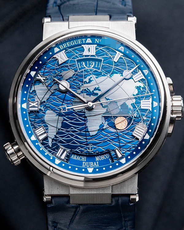 2023 Breguet Marine Hora Mundi 43.9MM Blue Dial Leather Strap (5557BB/YS/9WV)