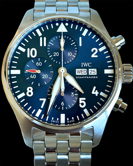 2018 IWC Schaffhausen Pilot Chronograph  "Le Petit Prince" 43MM Blue Dial Steel Bracelet  (IW377717)