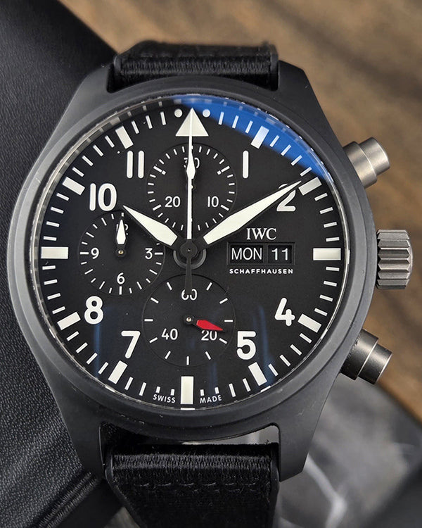 2021 IWC Schaffhausen Pilot Chronograph Top Gun 44.5MM Black Dial Textile/Rubber Strap (IW389101)