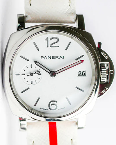 Panerai Luminor Due Luna Rossa 38MM White Dial Leather Strap (PAM01306)