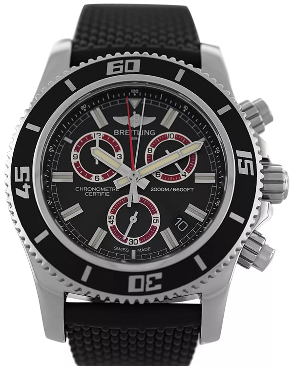 Breitling Superocean Chronograph M2000 46MM Quartz Black Dial Rubber Strap (A73310)