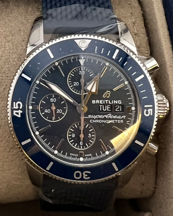 2023 Breitling Superocean Heritage II Chronograph 44MM Blue Dial Rubber Strap (A13313)