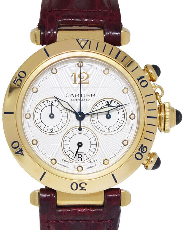 Cartier Pasha De Cartier 38MM Silver Dial Leather Strap (W3014051)