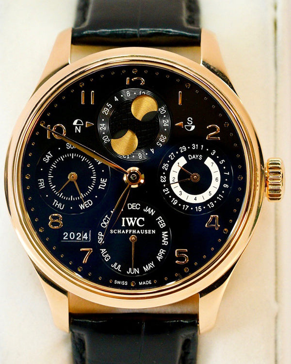 2011 IWC Schaffhausen Portugieser Calendar 44.2MM Black Dial Leather Strap (IW502122)