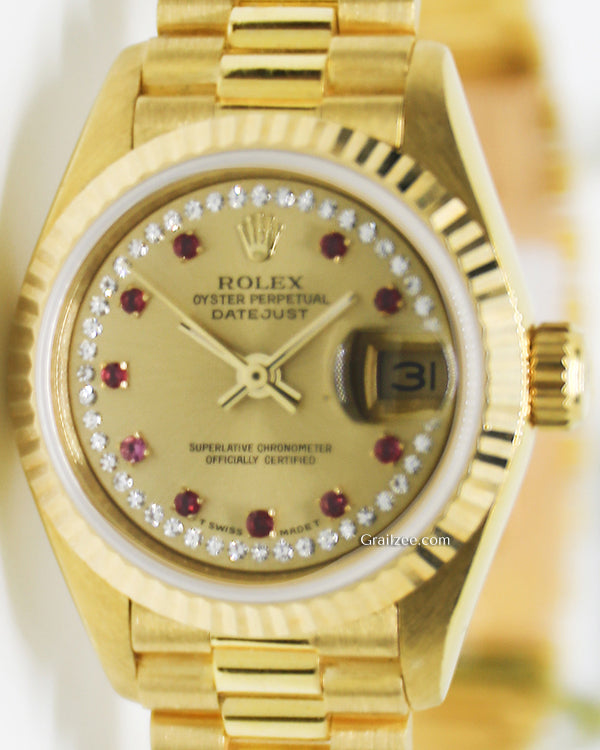 1994 Rolex Lady-Datejust 26MM Champagne Dial President Yellow Gold Bracelet (69178)