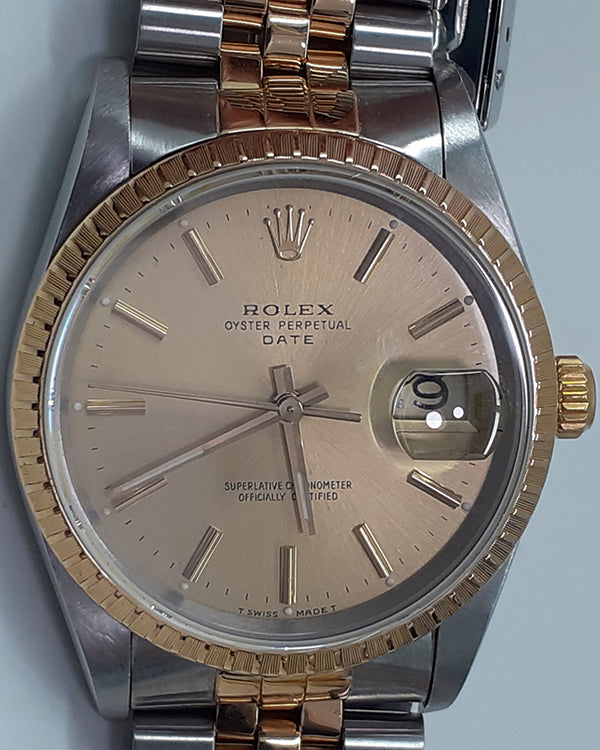 Rolex Oyster Perpetual Date 34MM Champagne Dial Jubilee Two-Tone Bracelet (15223)