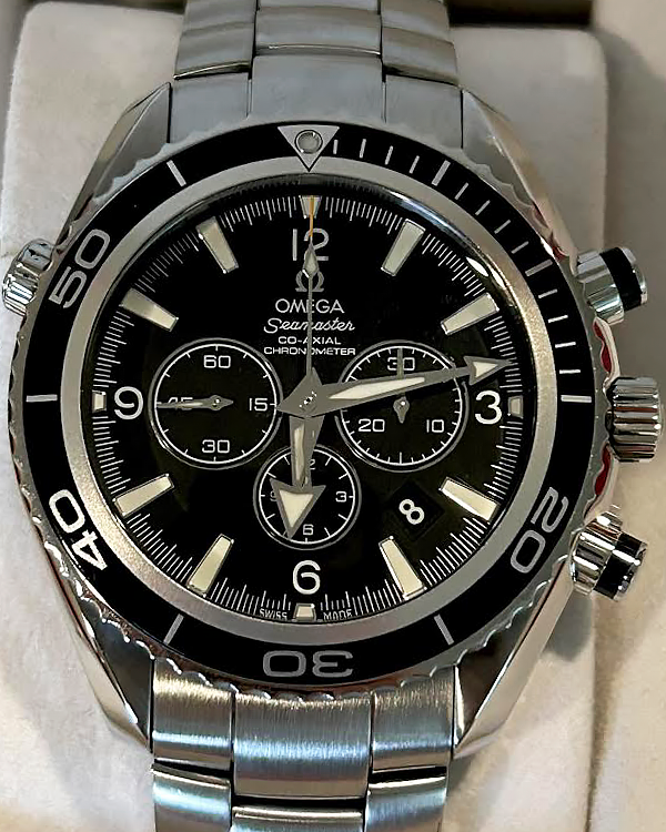 No Reserve - 2011 Omega Seamaster Planet Ocean Chronograph 45.5MM Black Dial Steel Bracelet (2210.50.00)