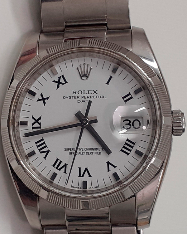 Rolex Oyster Perpetual Date 34MM White Dial Steel Bracelet (115200)