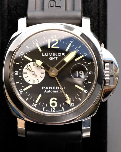 No Reserve - Panerai Luminor GMT Automatic 44MM Black Dial Leather Strap (PAM00088)