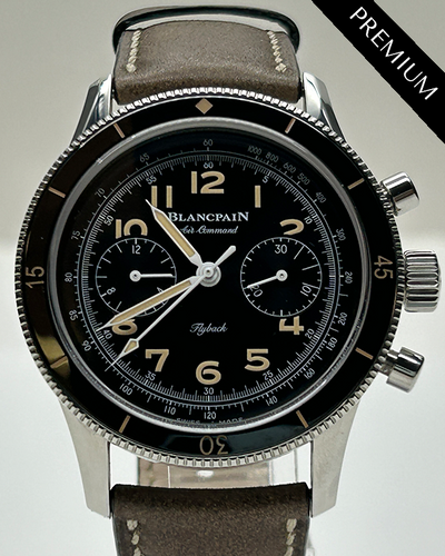 2022 Blancpain Air Command Flyback Chronograph 42.5MM Black Dial Leather Strap (AC01 1130 63A)