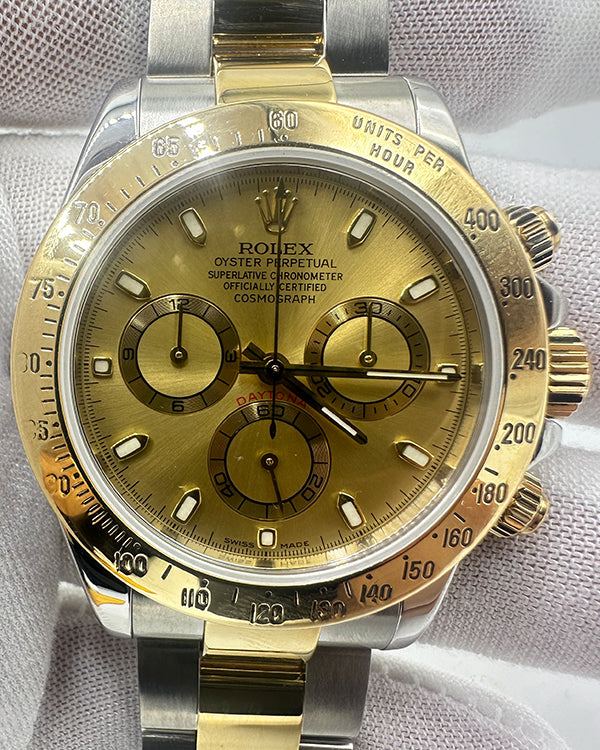 Rolex Cosmograph Daytona 40MM Gold Dial Two-Tone Oyster Bracelet (116523)