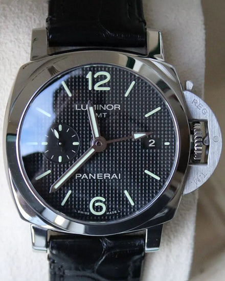 2016 Panerai Luminor 1950 3 Days GMT 42MM Black Dial Leather Strap (PAM00535)