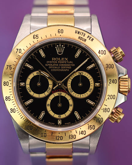 1995 (W Serial) Rolex Cosmograph Daytona 40MM Black Dial Two-Tone Oyster Bracelet (16523)