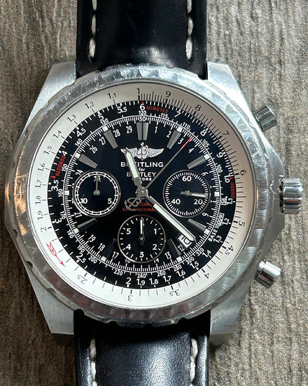 2008 Breitling Bentley Motors T Chronograph Automatic S. E. 47.8MM Black Dial Leather Strap (A2536313/B686)