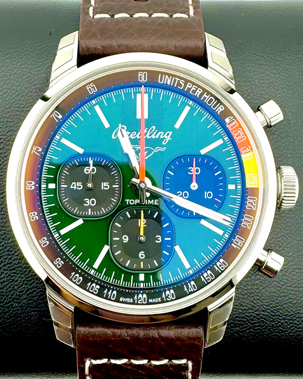 2024 Breitling Top Time B01 "Ford Mustang" 41MM Green Dial Leather Strap (AB01762A1L1X1)