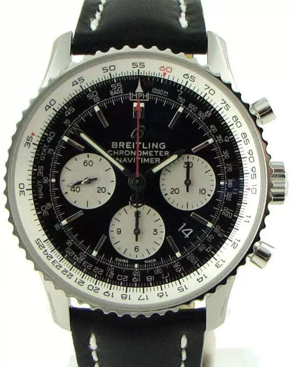 2024 Breitling Navitimer 1 B01 Chronograph 43MM Black Dial Leather Strap (AB0121211B1X1)