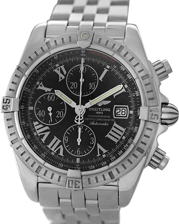 Breitling Chronomat Evolution 42MM Black Dial Steel Bracelet (A13356)