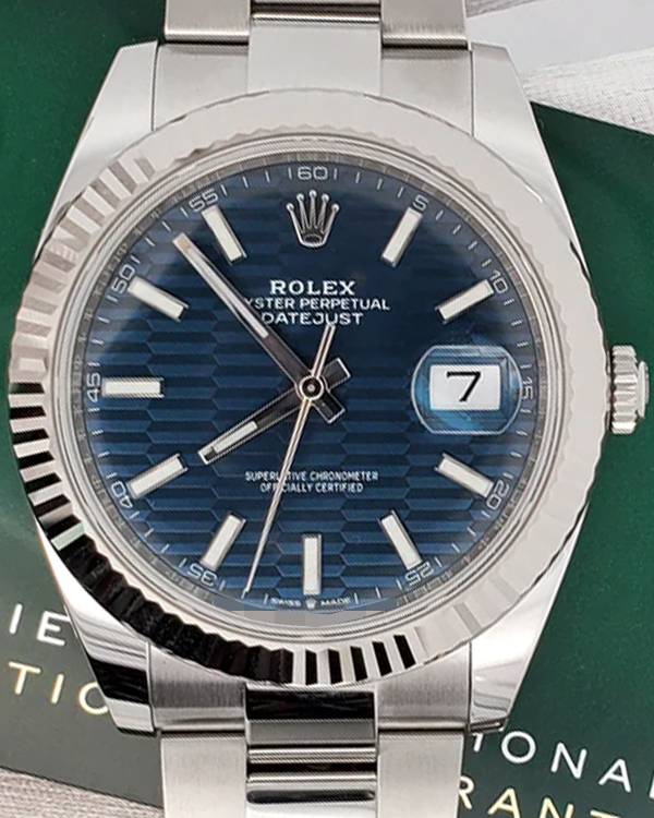 2023 Rolex Datejust 41MM Blue "Fluted" Motif Dial Oyster Bracelet (126334)