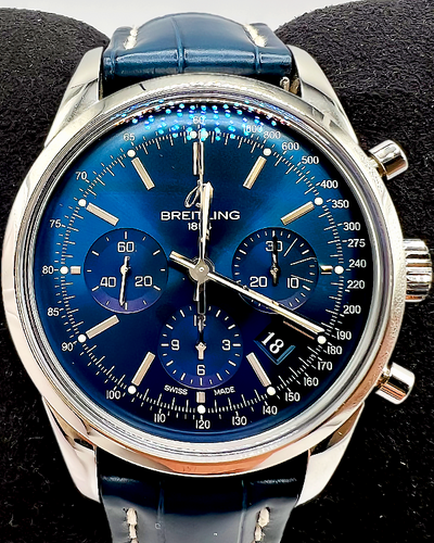 2015 Breitling Transocean Chronograph Limited Edition 43MM Blue Dial Leather Strap (AB015112/C860)