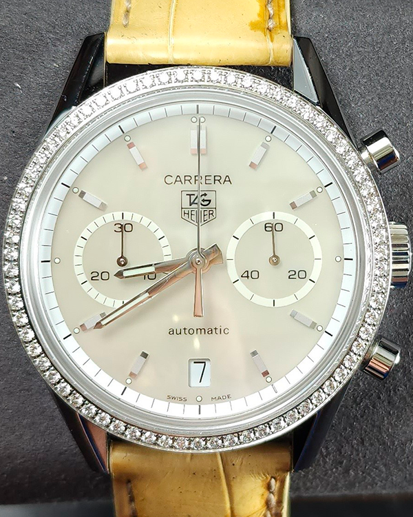 TAG Heuer Carrera Calibre 17 39MM Mother Of Pearl Dial Leather Strap (CV2116.FC6185)