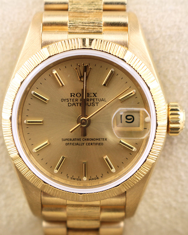 1991 (X-Serial) Rolex Lady-Datejust 26MM Champagne Dial Yellow Gold President Bracelet (69278)