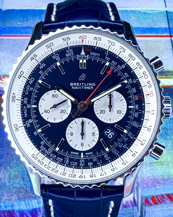 2019 Breitling Navitimer 1 B01 Chronograph 46MM Blue Dial Leather Strap (AB0127211C1P1)