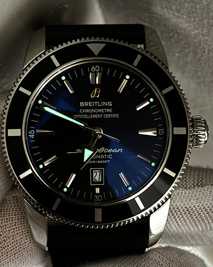 2008 Breitling Superocean Heritage 46MM Black Dial Rubber Strap (A17320)