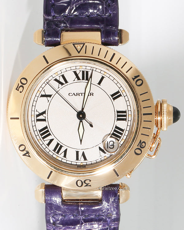 Cartier Pasha De Cartier 35MM White Dial Leather Strap (1035)