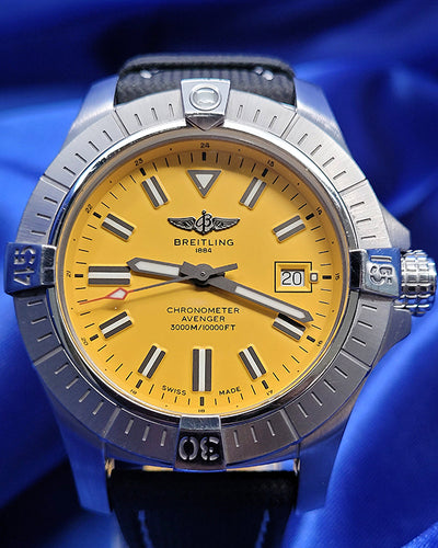 2020 Breitling Avenger "Seawolf" 45MM Yellow Dial Leather Strap (A17319101I1X2)