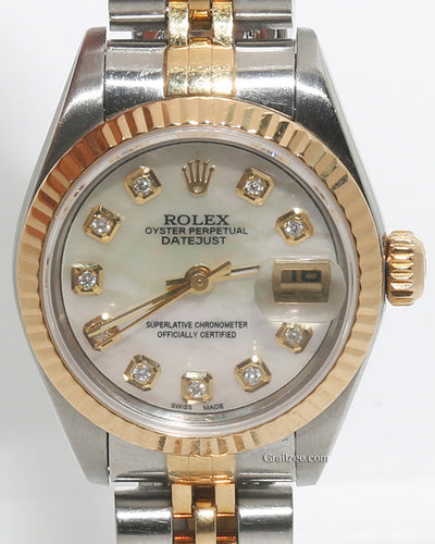 Rolex Lady-Datejust 26MM Aftermarket Mother Of Pearl Dial Two-Tone Jubilee Bracelet (79173)