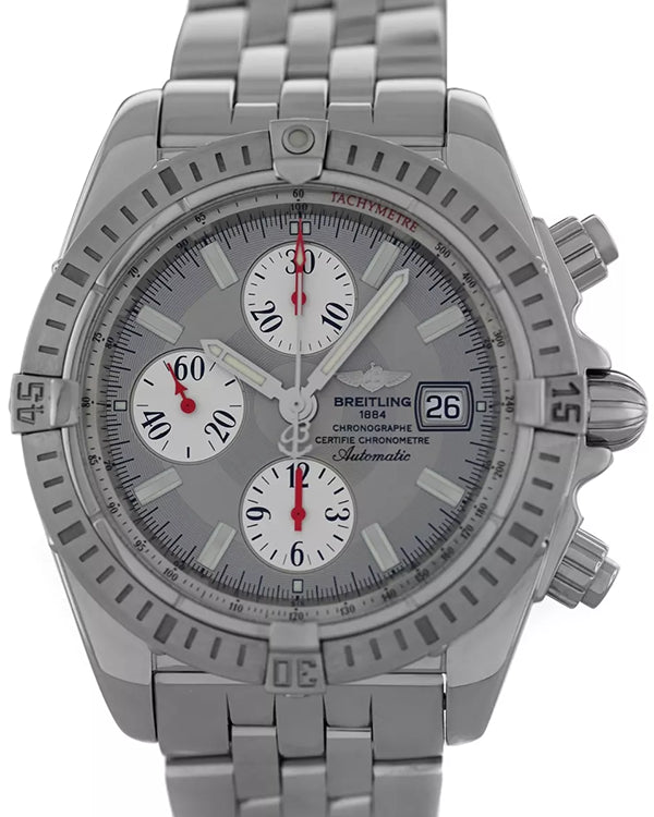 2009 Breitling Chronomat Evolution Limited Edition 44MM Silver Dial Steel Bracelet (A13356K9/E519)