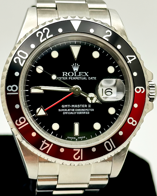 No Reserve - 2004 (F Serial) Rolex GMT-Master II "Coke" 40MM Black Dial Oyster Bracelet (16710)