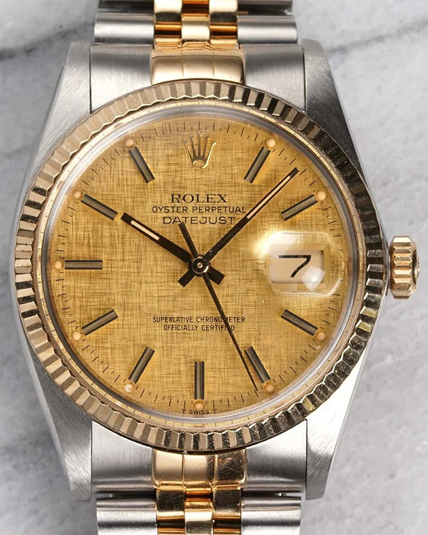 Rolex Datejust 36MM Champagne Linen Dial Two-Tone Jubilee Bracelet (16013)