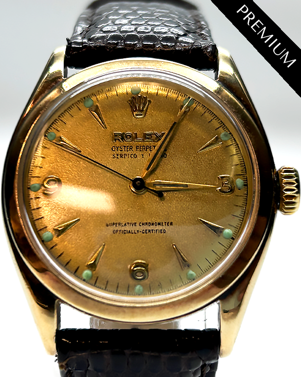 Rolex Oyster Perpetual Vintage 34MM Champagne Dial Leather Strap (6084)