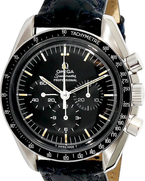 Omega Speedmaster Professional Moonwatch 42MM Black Dial Leather Bracelet (145.022-74)