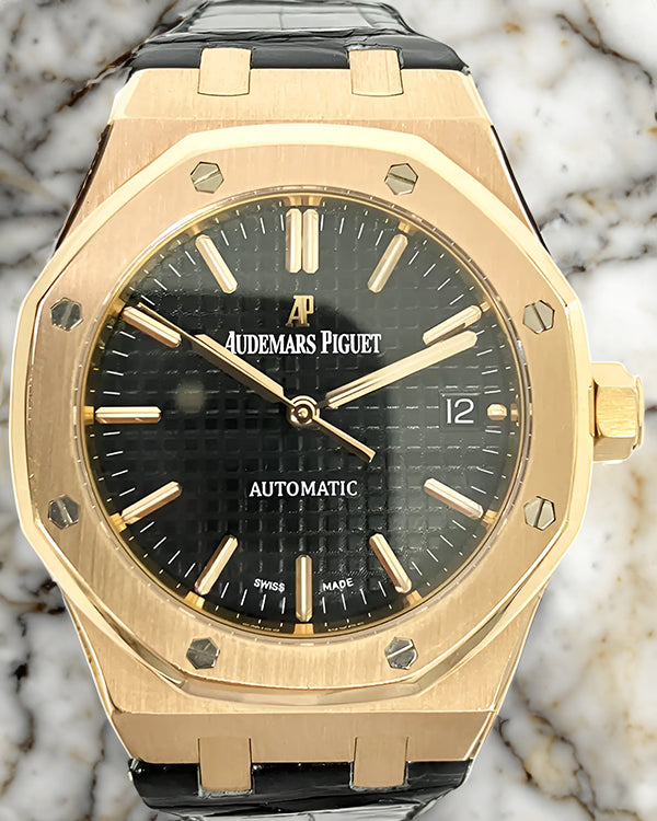 2013 Audemars Piguet Royal Oak 37MM Black Dial Leather Strap (15450OR.OO.D002CR.01)