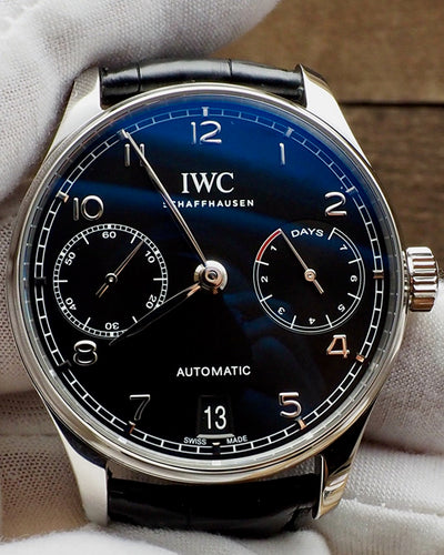 2024 IWC Schaffhausen Portugieser 7 Days 42.3MM Black Dial Leather Strap (IW500703)