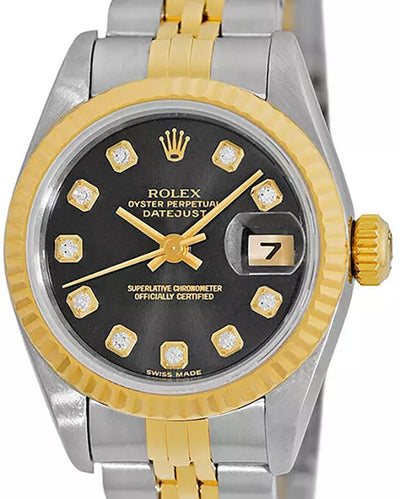 1995 (W Serial) Rolex Lady-Datejust 26MM Black Dial Two-Tone Jubilee Bracelet (69173)