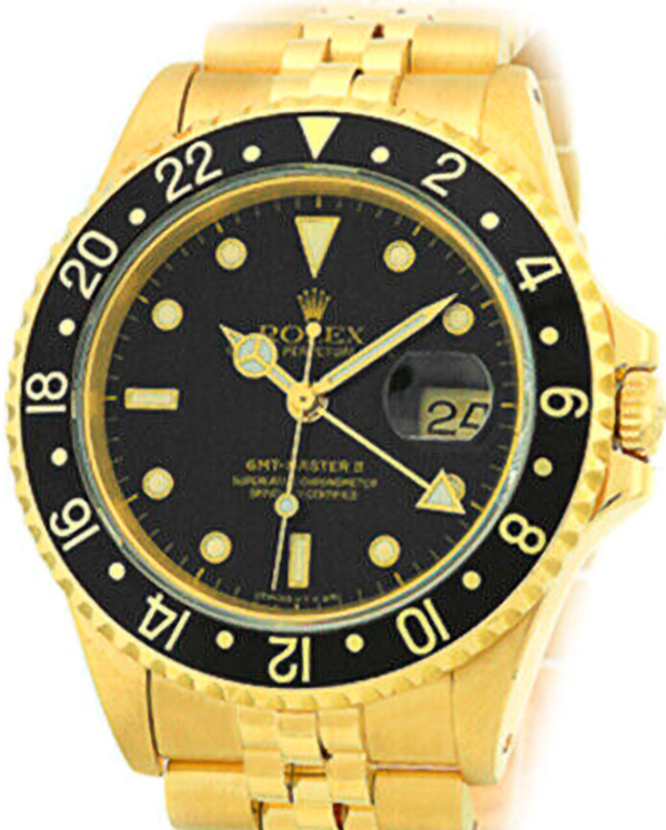 1991 (N-Serial) Rolex GMT-Master II 40MM Black Dial Yellow Gold Jubilee Bracelet (16718)