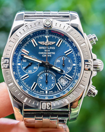 2018 Breitling Chronomat S.E. 44MM Blue Dial Steel Bracelet (AB011511/C956)